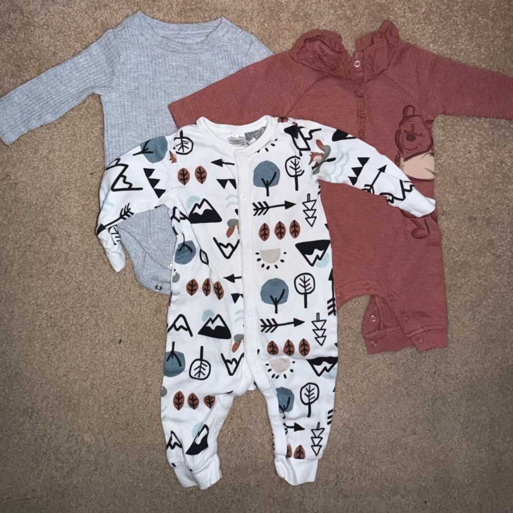 Patterned and Solid Kids One Pieces Set